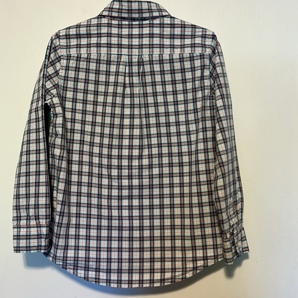 Janie and Jack Blue and Orange Checked Button Down Shirt Size 5 - Picture 3 of 4